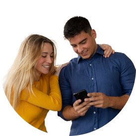 Two friends reading messages on a phone