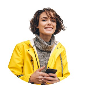 Smiling young woman chatting on her phone